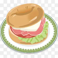 手绘汉堡盘子-空若网 手绘汉堡盘子-空若网