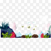 矢量手绘美丽海底世界素材-空若网 矢量手绘美丽海底世界素材-空若网