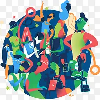 手绘社会人物插画-空若网 手绘社会人物插画-空若网