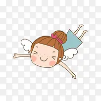 做梦会飞的卡通小女孩-空若网 做梦会飞的卡通小女孩-空若网