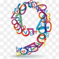数字 重复叠加 彩色 9-空若网 数字 重复叠加 彩色 9-空若网