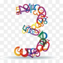 数字 重复叠加 彩色 3-空若网 数字 重复叠加 彩色 3-空若网