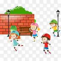 街头滑旱冰的孩子-空若网 街头滑旱冰的孩子-空若网