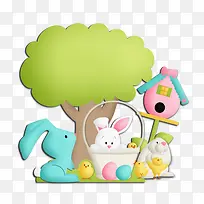 卡通兔子小鸟-空若网 卡通兔子小鸟-空若网