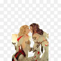 水彩美女亲吻插画-空若网 水彩美女亲吻插画-空若网