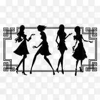 时尚美女复古人物剪影-空若网 时尚美女复古人物剪影-空若网