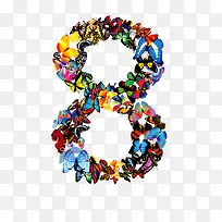 炫彩飞舞蝴蝶数字8-空若网 炫彩飞舞蝴蝶数字8-空若网