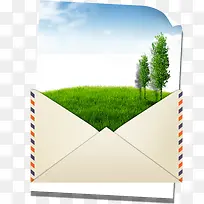 信封蓝天和绿草照片-空若网 信封蓝天和绿草照片-空若网