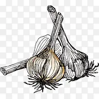 手绘黑色大蒜蔬菜-空若网 手绘黑色大蒜蔬菜-空若网