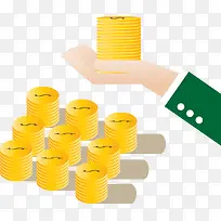 矢量扁平化手托金币-空若网 矢量扁平化手托金币-空若网