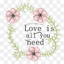 矢量爱情短语与水彩花卉-空若网 矢量爱情短语与水彩花卉-空若网