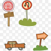 矢量插画公路指示牌-空若网 矢量插画公路指示牌-空若网