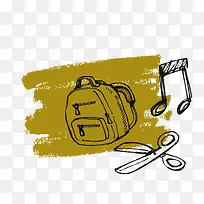 手绘书包和音符-空若网 手绘书包和音符-空若网