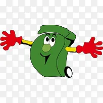 绿色卡通可爱垃圾箱矢量-空若网 绿色卡通可爱垃圾箱矢量-空若网