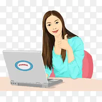 竖大拇指的美女矢量素材-空若网 竖大拇指的美女矢量素材-空若网