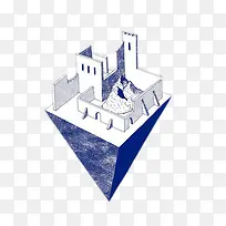 创意几何锥形城堡-空若网 创意几何锥形城堡-空若网