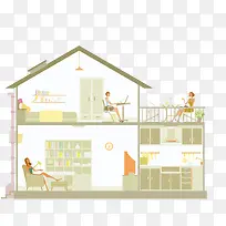 卡通扁平化的建筑内部设计-空若网 卡通扁平化的建筑内部设计-空若网