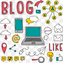 矢量手绘电脑博客-空若网 矢量手绘电脑博客-空若网