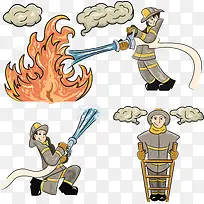 消防员灭火插画-空若网 消防员灭火插画-空若网