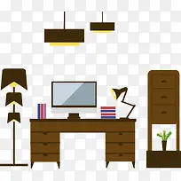 家庭办公环境矢量素材-空若网 家庭办公环境矢量素材-空若网
