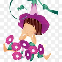 手绘牵牛花精灵插画-空若网 手绘牵牛花精灵插画-空若网