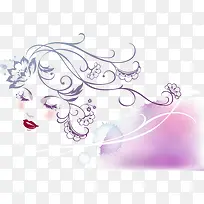 时尚人像花纹矢量素材-空若网 时尚人像花纹矢量素材-空若网