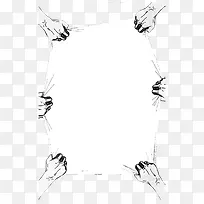 黑白手绘手部拉扯造型-空若网 黑白手绘手部拉扯造型-空若网