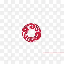 红色圆形祥云古风按钮素材-空若网 红色圆形祥云古风按钮素材-空若网