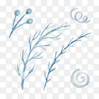 水彩风格松树叶插画矢量-空若网 水彩风格松树叶插画矢量-空若网