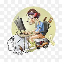 简约玩电脑插画-空若网 简约玩电脑插画-空若网