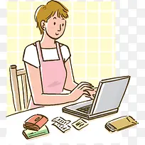 卡通人物美女玩电脑-空若网 卡通人物美女玩电脑-空若网