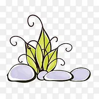 卡通手绘树叶石头-空若网 卡通手绘树叶石头-空若网