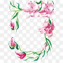 粉红色水彩花朵边框-空若网 粉红色水彩花朵边框-空若网