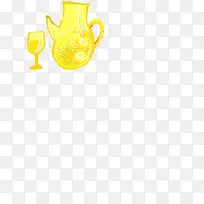 卡通黄色酒壶杯子造型-空若网 卡通黄色酒壶杯子造型-空若网