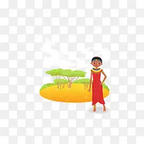 非洲女孩手绘-空若网 非洲女孩手绘-空若网