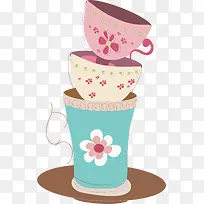 矢量手绘小碎花杯子-空若网 矢量手绘小碎花杯子-空若网