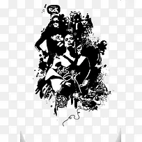 黑色朋克美女插画-空若网 黑色朋克美女插画-空若网