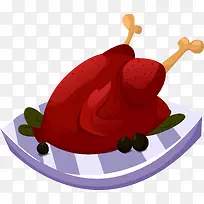 卡通矢量红色手绘烤鸭食物-空若网 卡通矢量红色手绘烤鸭食物-空若网