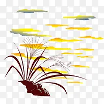 悬崖上的芒草矢量素材-空若网 悬崖上的芒草矢量素材-空若网