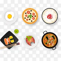 6款美味食物俯视图矢量素材-空若网 6款美味食物俯视图矢量素材-空若网