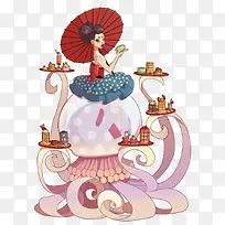 矢量水母少女-空若网 矢量水母少女-空若网