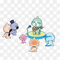 矢量卡通可爱恐龙演唱会-空若网 矢量卡通可爱恐龙演唱会-空若网