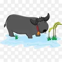 卡通河马吃草素材-空若网 卡通河马吃草素材-空若网