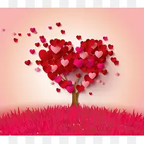 粉色爱心小树草丛-空若网 粉色爱心小树草丛-空若网