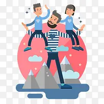 父亲节插画温馨幸福家庭-空若网 父亲节插画温馨幸福家庭-空若网