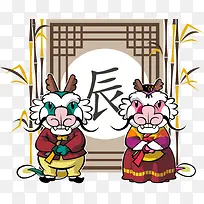 竹子前的矢量龙-空若网 竹子前的矢量龙-空若网