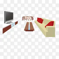 客厅沙发电视柜和电视-空若网 客厅沙发电视柜和电视-空若网