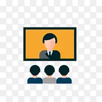 扁平化电视会议免抠素材-空若网 扁平化电视会议免抠素材-空若网