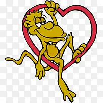 卡通爱心猴子矢量-空若网 卡通爱心猴子矢量-空若网