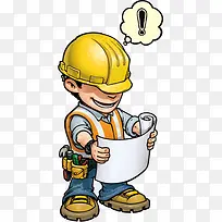 手绘建筑工人卡通图-空若网 手绘建筑工人卡通图-空若网
